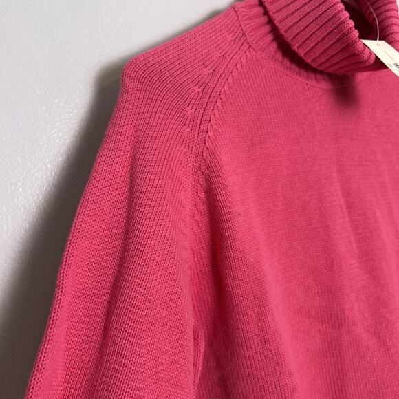 NWT Pria Women's Turtleneck Cable Knit Sweater Sz L 100% Cotton Pink Simple - Picture 9 of 11
